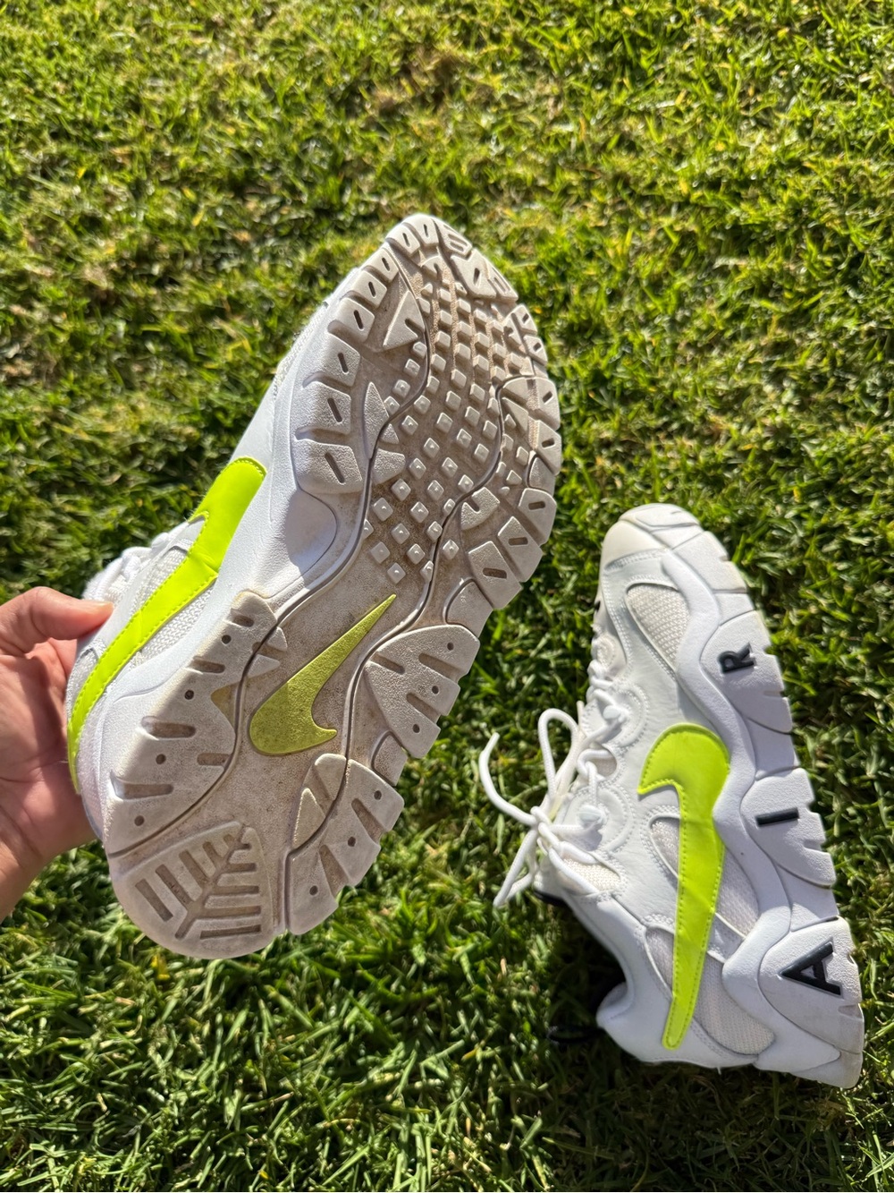 Nike White Sneakers with Neon Green Insole and Black Trim - Picture 8 of 15